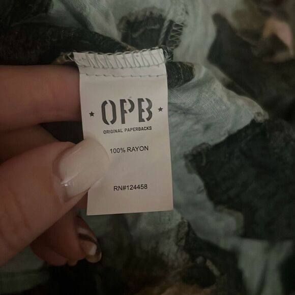 ✨OPB Men’s Rayon Short Sleeve Sz Large Shirt - Celeste/Peach✨ - Picture 7 of 7